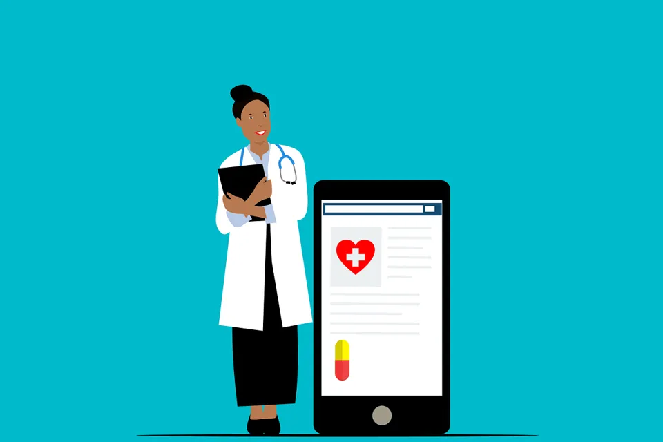 Bilde som viser en lege som får helseopplysninger på en smarttelefon.