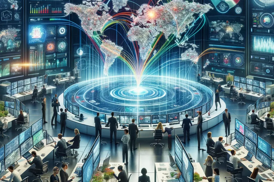 DALL·E 2024 03 07 11.33.16 An Illustrative Scene Representing The Collaboration And Coordination Of Digital Networks In Norway For Digital Transformation And Service Development